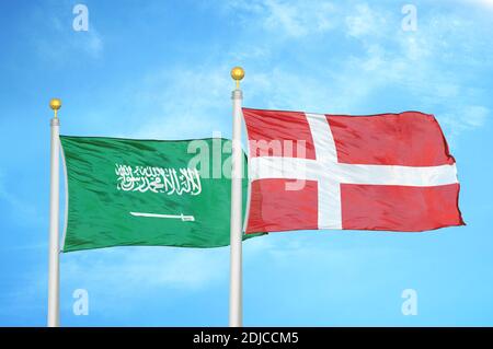 Denmark and Saudi Arabia, symbol of country. Danish vs Arabian national ...