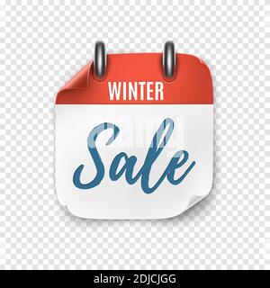 Winter sale. Calendar template for your projects. Realistic calendar icon. Stock Vector