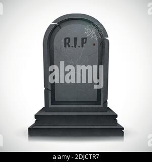 Old gravestone isolated on white background. suitable for Halloween background, poster, banner and flyer Stock Vector