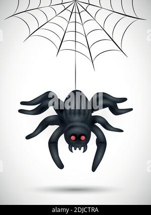 Scary spider isolated on white background. suitable for halloween background, poster, banner and flyer Stock Vector