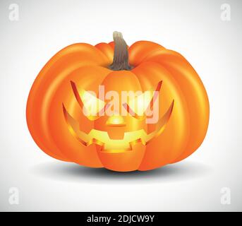 Scary pumpkins isolated on white background. suitable for halloween background, poster, banner and flyer Stock Vector