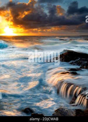 Waves off coast in Puna District Hawaii, The Big island Stock Photo