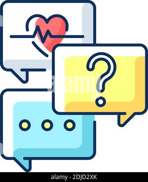 Free question to specialist RGB color icon Stock Vector