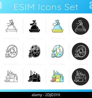 Housekeeping chores icons set Stock Vector