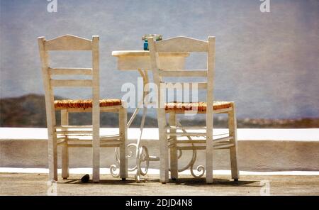Empty Chairs On Footpath Against Wall