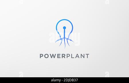 simple tree light bulb logo in modern style Stock Vector