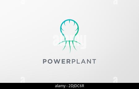 simple green tree light bulb logo in modern style Stock Vector