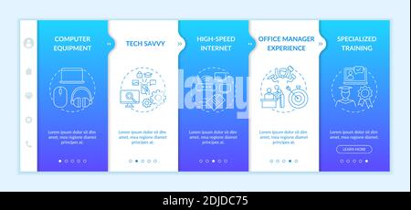 VA requirements onboarding vector template Stock Vector