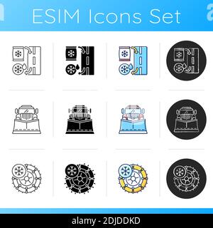 Winter city services icons set Stock Vector