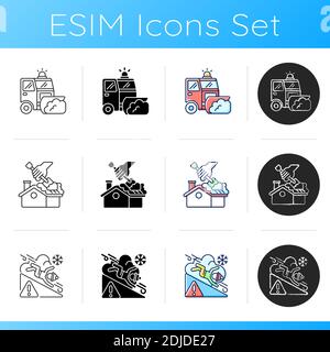 Winter city service icons set Stock Vector
