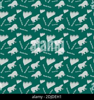 Seamless pattern with polar bears designed in minimalist flat style Stock Vector