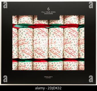Box of Fill Your Own Christmas Crackers - John Lewis - UK Stock Photo