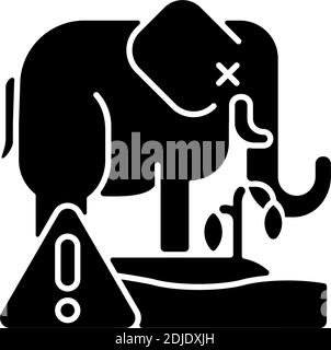 Biosphere extinction black glyph icon Stock Vector