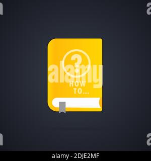 Guide book how to. User Guide book icon. Flat vector illustration Stock Vector