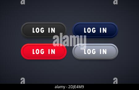Login button icon set. Can be used for website, mobile app. Social media concept. Vector on isolated background. EPS 10 Stock Vector