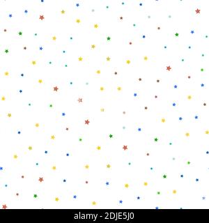 Colorful Star Seamless Pattern Isolated on White Background Stock Vector