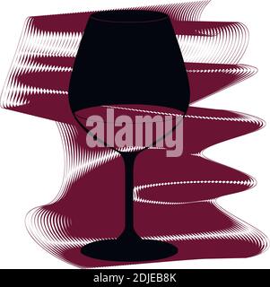 Wineglass with wine or wineglass for wine tasting icon of a set. Icon on vinous ripples isolated on white backgrond. EPS 10. Stock Vector