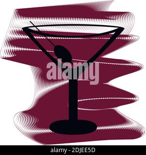 Martini glass icon of a set. Icon on vinous ripples isolated on white backgrond. Vector EPS 10. Stock Vector