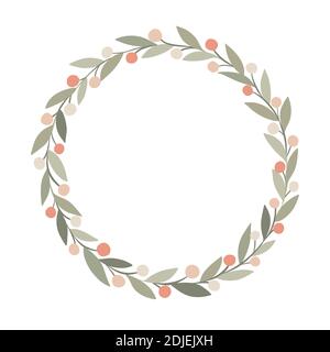 Cute flowers circle wreath floral wallpaper template background bouquet. Botanical flower and leaf branch can be used for printing, greeting Stock Vector