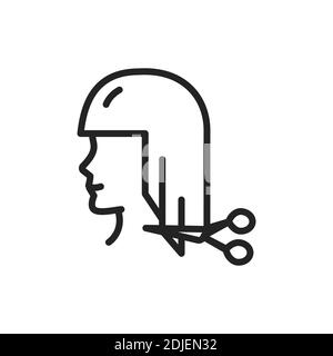 Cut hair black line icon. Hairdresser services.  Stock Vector