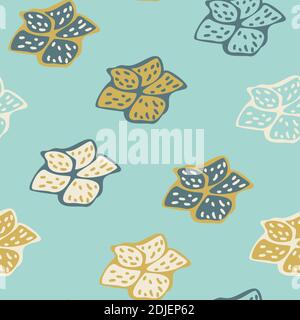 Vector seamless pattern with abstract flowers on a light blue background. Flower wallpaper  or textile design in tender colors. Stock Vector