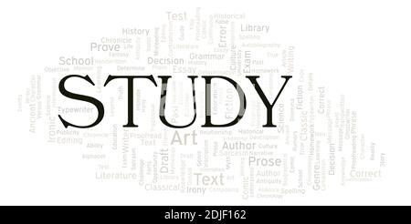 Study typography word cloud create with text only Stock Photo