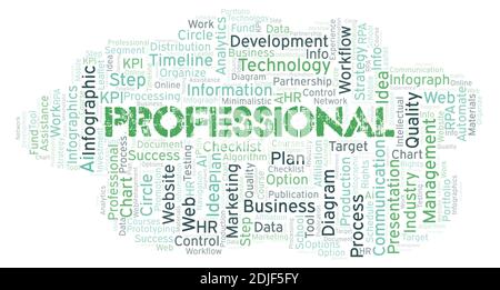 Professional typography word cloud create with text only. Stock Photo