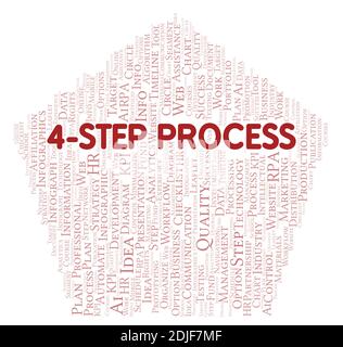 4-Step Process typography word cloud create with text only. Stock Photo