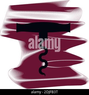 Corkscrew icon of a set. Icon on vinous ripples isolated on white backgrond. Vector EPS 10. Stock Vector