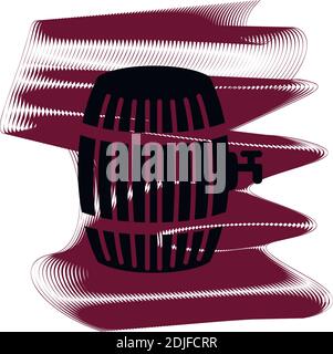 Barrel icon of a set. Icon on vinous ripples isolated on white backgrond. Vector EPS 10. Stock Vector