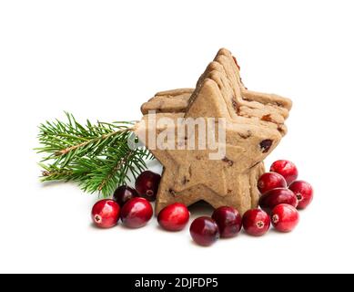 Christmas  cookies with cranberry isolated on white background Stock Photo