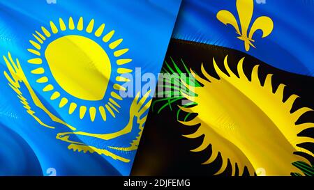 Guadeloupe flag. 3D Waving flag design. The national symbol of Guadeloupe,  3D rendering. National colors and National Caribbean flag of Guadeloupe for  Stock Photo - Alamy