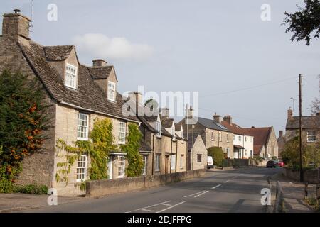 Stone cottages in Bampton, West Oxfordshire in the UK, taken 19th October 2020 Stock Photo