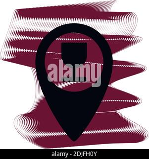 Beverages bar location pin icon of a set. Map marker on vinous ripples isolated on white backgrond. Vector EPS 10. Stock Vector