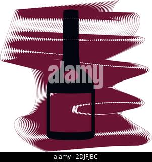 Bottle of whiskey or brandy icon of a set. Icon on vinous ripples isolated on white backgrond. Vector EPS 10. Stock Vector
