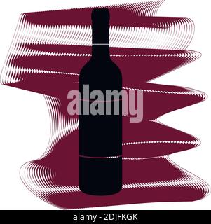 Wine bottle icon of a set. Icon on vinous ripples isolated on white backgrond. Vector EPS 10. Stock Vector