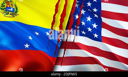 Venezuela and USA flags. 3D Waving flag design. Venezuela USA flag ...