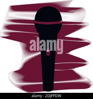 Microphone icon of a set. Icon on vinous ripples isolated on white backgrond. Vector EPS 10. Stock Vector