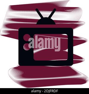 Television icon of a set. TV icon on vinous ripples isolated on white backgrond. Vector EPS 10. Stock Vector
