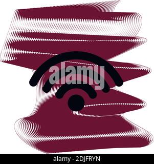 Wi-Fi icon of a set. Icon on vinous ripples isolated on white backgrond. Vector EPS 10. Stock Vector