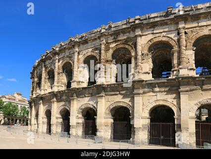 The arenas of Nimes and the toreador ,Occitanie,France. Stock Photo