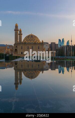 Sunset in one of the parks in Baku Stock Photo