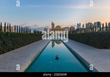 Sunset in one of the parks in Baku Stock Photo