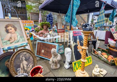 Art and ephemera on display for sale in a stall at The Country Brocante ...