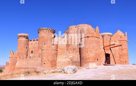 Belmonte Castle in sunny day and intense blue sky. Stock Photo