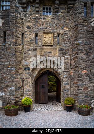 door of Eilean Donan Castle at Kyle of Lochalsh in the Western Highlands of Scotland Stock Photo