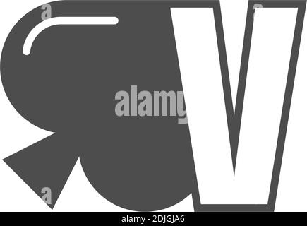 Letter V logo combined with spade icon design vector Stock Vector