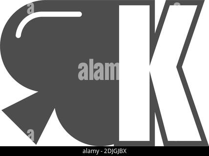 Letter K logo combined with spade icon design vector Stock Vector