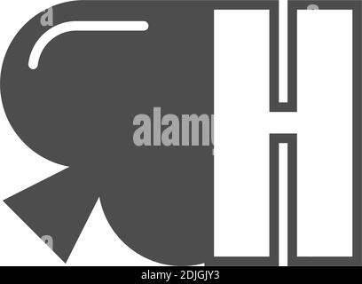 Letter H logo combined with spade icon design vector Stock Vector