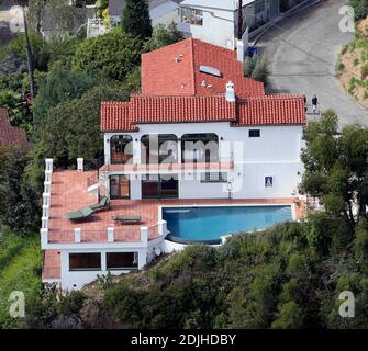 Exclusive!! This is the $4.3 million Hollywood Hills home that Irish actor and Hollywood bad boy Colin Farrell has reportedly just purchased. This will be the first home he has splashed out on for himself in Hollywood to be near his 2 1/2 year old son James (Farrell previously bought James's mother model Kim Bordenave a home in LA where she is based). Farrell was obviously taken with the neighborhood after having stayed frequenly at the nearby Chateau Marmont hotel on many of his LA visits. The four bedroom, 4 1/2 bath Spanish Style Villa is perched high above the Sunset Strip and is 6,950 sq Stock Photo